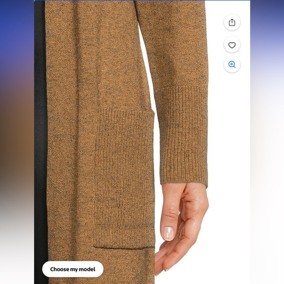 Time And Tru Open Front Duster Cardigan With Pockets Size S (4-6)Camel Heathered - Picture 3 of 11